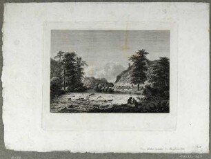 Das Wehr hinter der Buschmühle mit Blick auf die Königsmühle im Plauenschen Grund, aus Beckers Plauenschem Grund 1799