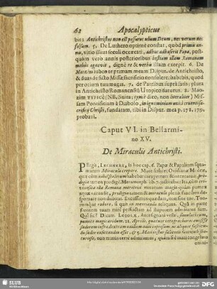 Caput VI. in Bellarmino XV. De Miraculis Antichristi
