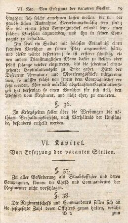 VI. Kapitel. von Ersezzung der vacanten Stellen.