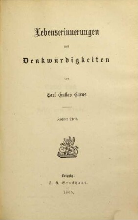Lebenserinnerungen und Denkwürdigkeiten, Zweiter Theil