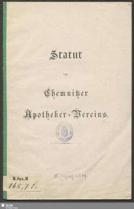 Statut des Chemnitzer Apotheker-Vereins
