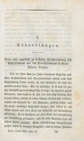 203-253 Ueber eine angeblich zu hoffende Indifferenzirung des Katholizismus und Protestantismus in einem höheren Dritten