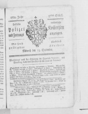 37tes Stück., Ausgabe vom 13. September 1780