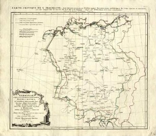 Germaniae Atqve Ea Locorvm Principaliorvm Mappa Critica, ex latitudinum obseruationibus, quas hactenus colligere licuit, omnibus ; mappis specialibus compluribus ; itinerariis antiquis Antonini, Augustano et Hierosolymitano, adhibita circumspectione ac saniori crisi concinnata, simulque cum aliorum Geographorum mappis comparata a Tob. Mayero, societ. cosmograph. Norib. sodali. : C.P.S.C.M.