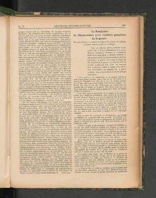 La Fondation du Département pour matières premières de la guerre.