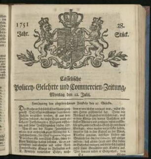 28. Stueck, Montag den 12. Julii 1751