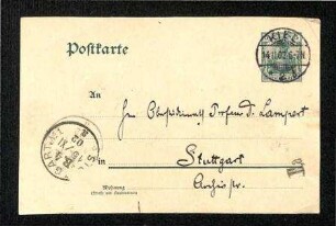 Postkarte an Kurt Lampert