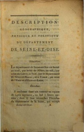 Description geographique ... du departement de Seine-et-Oise