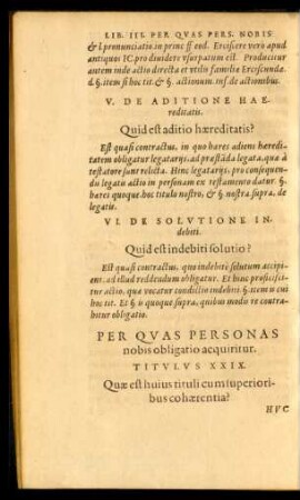 Per Quas Personas nobis obligatio acquiritur. Titulus XXIX.