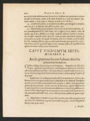Caput Vigesimum Septimum Sect. 8 An, & quatenus Iocum habeat obiecta procuratori in iudicio.