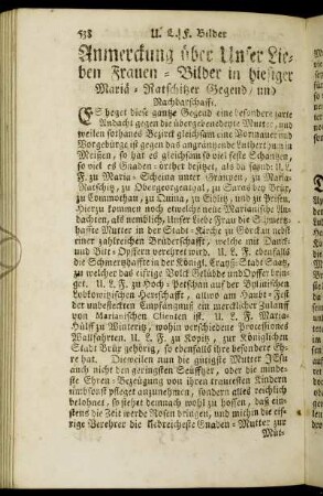 Anmerckung über Unser Lieben Frauen-Bilder in hiesiger Mariae-Ratschitzer Gegend / und Nachbarschafft.