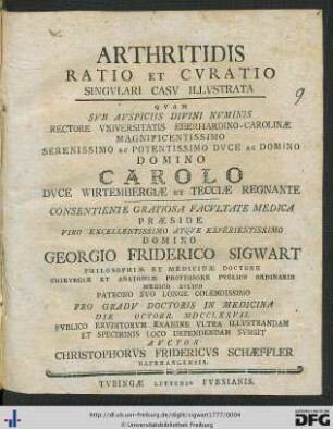 Arthritidis Ratio Et Cvratio Singvlari Casv Illvstrata