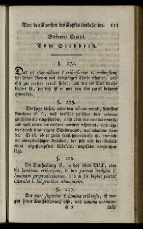 Siebentes Capitel. Vom Siebbein. § 274-290.