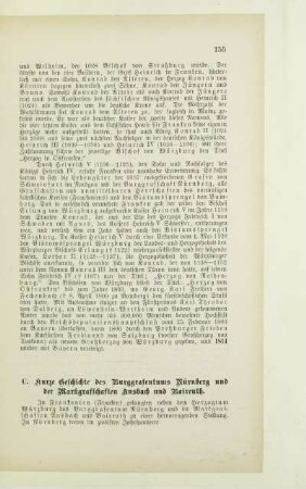 C. Kurze Geschichte des Burggrafentums Nürnberg und der Markgrafschaften Ansbach und Bayreuth
