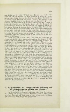 C. Kurze Geschichte des Burggrafentums Nürnberg und der Markgrafschaften Ansbach und Bayreuth