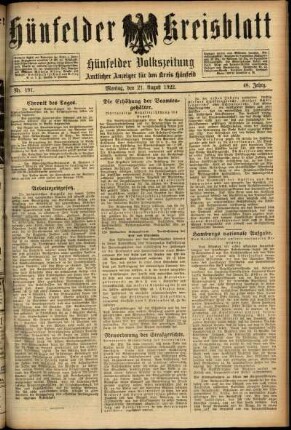 Ausgabe vom Montag, den 21. August 1922.