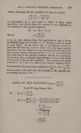 Note on the function ... .
