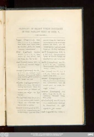 Glossary Of Select Words Occurring In The Pahlavi Text Of Book V.