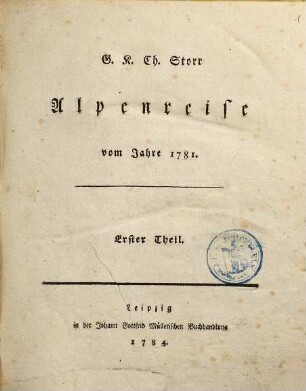 Alpenreise : vom Jahre 1781, 1