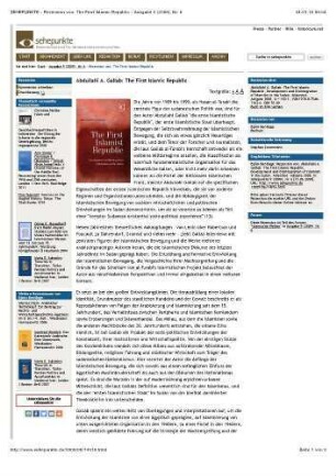 9: [Rezension von: Gallab, Abdullahi A., The first Islamist republic]