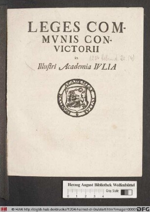 Leges Communis Convictorii in Illustri Academia Iulia