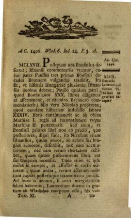 Historia Critica Regvm Hvngariae ... : Ex Fide Domesticorvm Et Exterorvm Scriptorvm Concinnata, Tomvlvs XI. Ordine XVIII.. [Stirps Mixta]