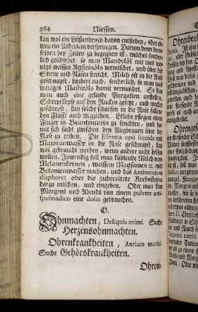 O. = Ohnmachten. - Ohrenwürmer.