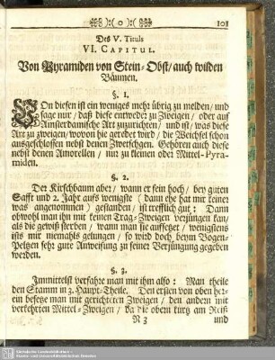 Cap. VI. Von Pyramiden von Stein-Obst, auch wilden Bäumen