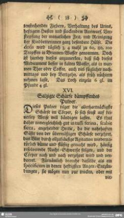 XVI. Salzigte Schärfe dämpffendes Pulver