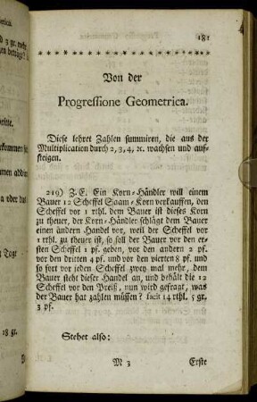 Von der Progressione Geometrica.