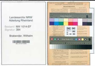 Entnazifizierung Wilhelm Brabender , geb. 10.07.1891 (Kaufmann)