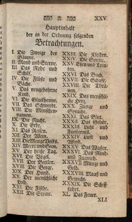 Hauptinhalt der in der Ordnung folgenden Betrachtungen.