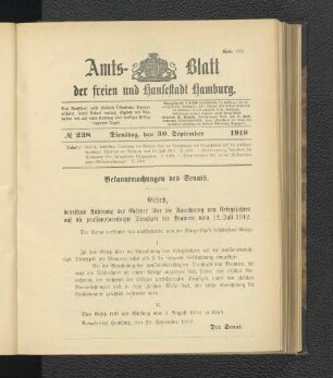 No.238, Dienstag, den 30. September 1919