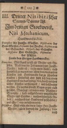 III. Dritter Nisibitischer Stamm-Baums Ast. ... Nisi Mechanicum. Handwercks-Nisi.