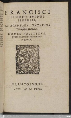 Comes Politicus, pro recta ordinis ratione propugnator