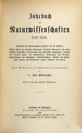 Jahrbuch der Naturwissenschaften. 3. 1887/88