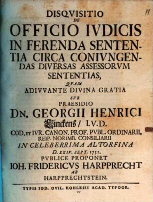 Disquisitio de officio iudicis in ferenda sententia circa coniungendas diversas assessorum sententias