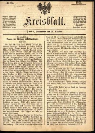 Ausgabe vom Samstag, den 21. Oktober 1871.