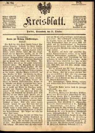 Ausgabe vom Samstag, den 21. Oktober 1871.