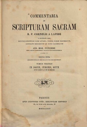 Commentaria in Scripturam Sacram R. P. Cornelii a Lapide. 3