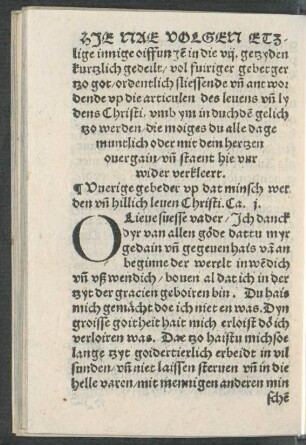Vuerige gebeder up dat minsch werden unde hillich leven Christi. Ca. i.