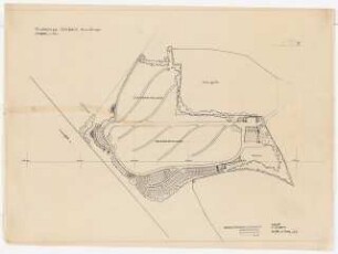 Siedlung Hinrichssegen, Bruckmühl Friedhof: Lageplan 1:500, Skizze