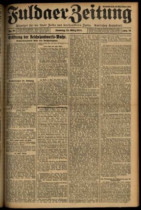 Erste Ausgabe vom Sonntag, den 15. März 1931.
