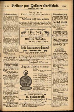 Zweite Ausgabe vom Donnerstag, den 04. Juni 1896.