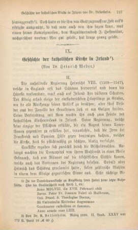 127-142 Geschichte der katholischen Kirche in Irland : II.