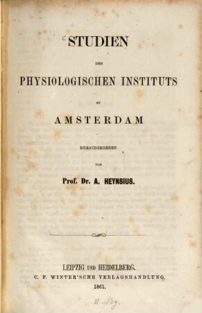 Studien des physiologischen Instituts zu Amsterdam