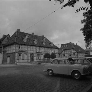 Schwerin. Schelfstadt, Fachwerkhäuser und Neustädtische Apotheke