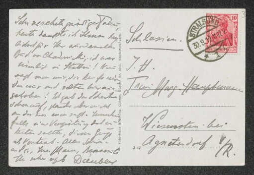 Brief von Theodor Däubler an Margarete Hauptmann