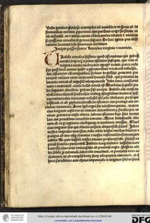 Incipit passio sancte Katerine virginis et martiris.