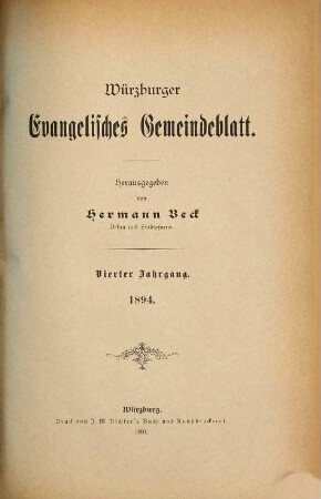 Würzburger evangelisches Gemeindeblatt : zugl. kirchl. Monatsbl. für d. Dekanatsbezirk Würzburg. 4. 1894